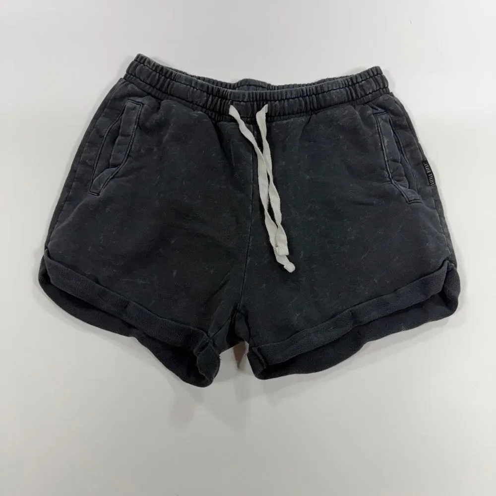 Little Bipsy Cotton Drawstring Shorts – Distressed Black – Size M
